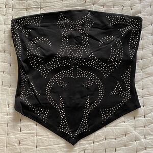 CACHE Black Beaded Tube Top Size S